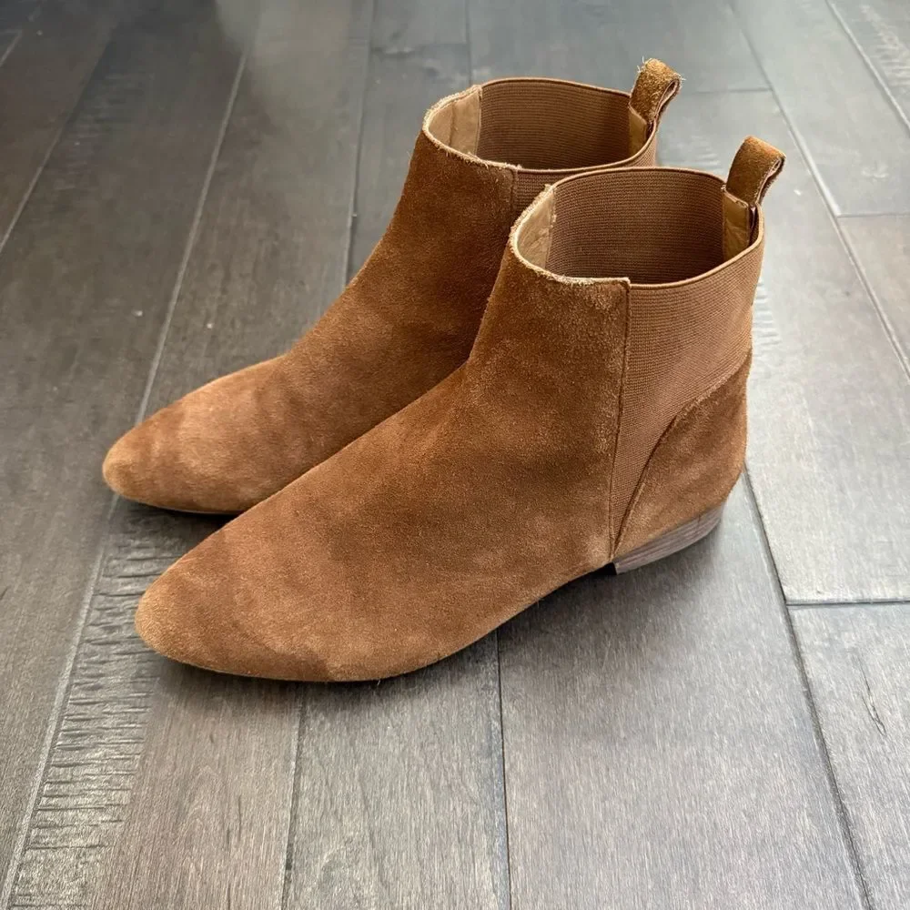 Lucky Brand Gleldo Leather Suede Ankle Boots Booties 9 Brown